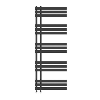 Right Radiators 1600x600 mm Designer D Shape Heated Towel Rail Radiator Bathroom Ladder Warmer Black