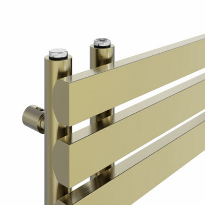 Right Radiators 1600x600 mm Designer D Shape Heated Towel Rail Radiator Bathroom Ladder Warmer Brushed Brass