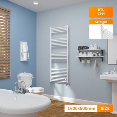 Right Radiators 1600x600 mm Straight Heated Towel Rail Radiator Bathroom Ladder Warmer White