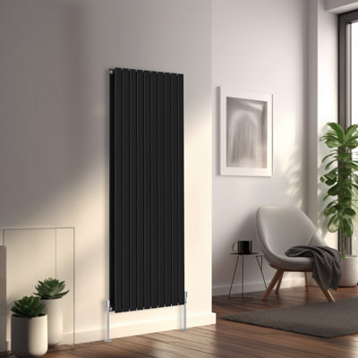 Right Radiators 1600x680 mm Vertical Double Flat Panel Designer Radiator Black