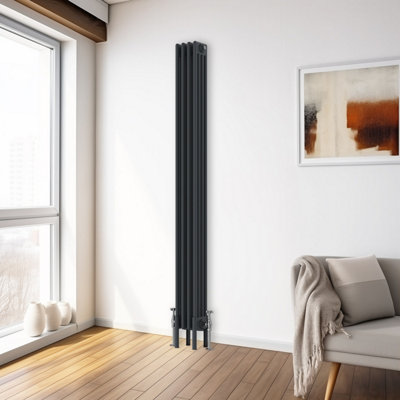 Right Radiators 1800x200 mm Vertical Traditional 4 Column Cast Iron Style Radiator Anthracite