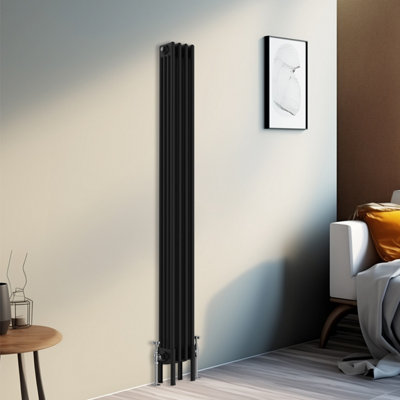 Right Radiators 1800x200 mm Vertical Traditional 4 Column Cast Iron Style Radiator Black