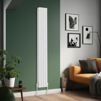 Right Radiators 1800x272 mm Vertical Double Flat Panel Designer Radiator White