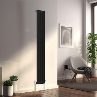 Right Radiators 1800x272 mm Vertical Single Flat Panel Designer Radiator Black