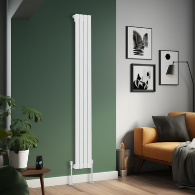 Right Radiators 1800x272 mm Vertical Single Flat Panel Designer Radiator White