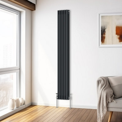 Right Radiators 1800x292 mm Vertical Traditional 3 Column Cast Iron Style Radiator Anthracite