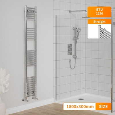 Right Radiators 1800x300 mm Straight Heated Towel Rail Radiator Bathroom Ladder Warmer Chrome