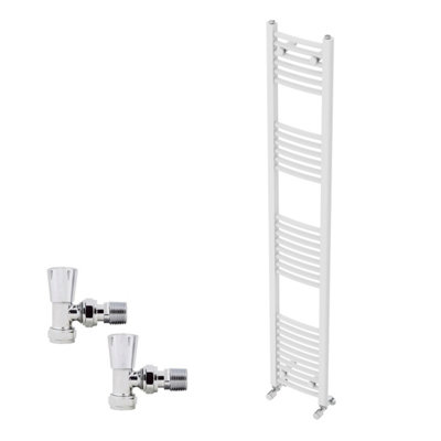 Right Radiators 1800x300mm White Curved Heated Towel Rail Radiator with ...