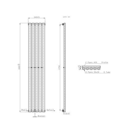 Right Radiators 1800x340 mm Vertical Single D Shape Flat Panel Designer ...