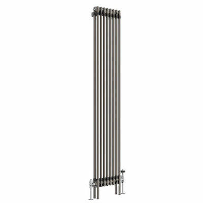 Right Radiators 1800x380 mm Vertical Traditional 2 Column Cast Iron Style Radiator Raw Metal