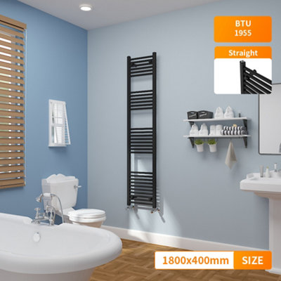 SKY BATHROOM 1800x400mm(HxW) Matte Black Straight Central Heating Towel Rail Heating Towel Radiator