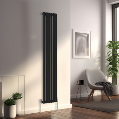 Right Radiators 1800x408 mm Vertical Single Flat Panel Designer Radiator Black