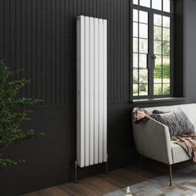 Right Radiators 1800x410 mm Vertical Double D Shape Flat Panel Designer Radiator White