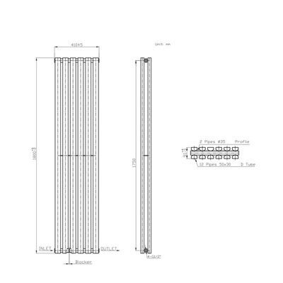 Right Radiators 1800x410 mm Vertical Double D Shape Flat Panel Designer ...