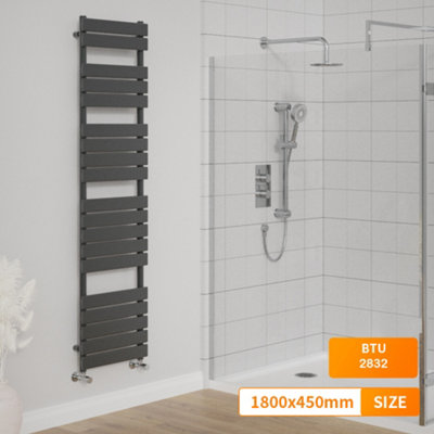 Right Radiators 1800x450 mm Flat Panel Heated Towel Rail Radiator Bathroom Ladder Warmer Anthracite