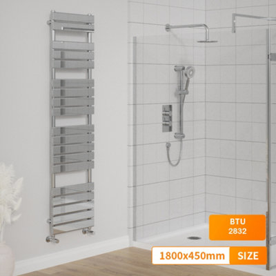 Right Radiators 1800x450 mm Flat Panel Heated Towel Rail Radiator Bathroom Ladder Warmer Chrome