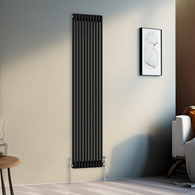 Right Radiators 1800x470 mm Vertical Traditional 2 Column Cast Iron Style Radiator Black