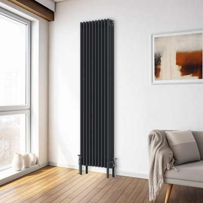 Right Radiators 1800x470 mm Vertical Traditional 4 Column Cast Iron Style Radiator Anthracite