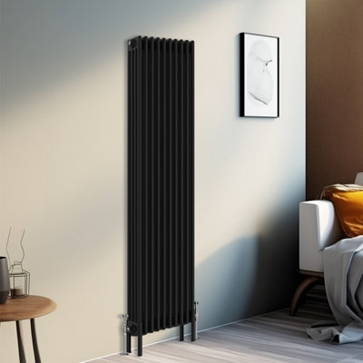 Right Radiators 1800x470 mm Vertical Traditional 4 Column Cast Iron Style Radiator Black