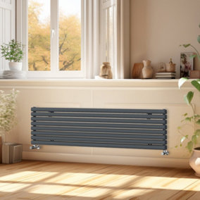 Right Radiators 1800x472 mm Horizontal Vertical Oval Column Radiator Double Panel Rads Anthracite