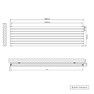 Right Radiators 1800x472 mm Horizontal Vertical Oval Column Radiator ...