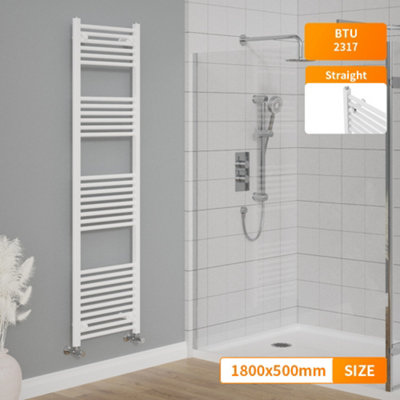 Right Radiators 1800x500 mm Straight Heated Towel Rail Radiator Bathroom Ladder Warmer White