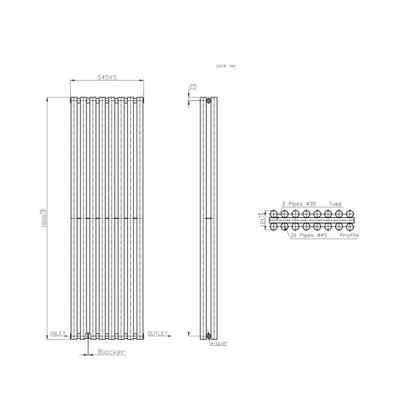 Right Radiators 1800x545 mm Double Vertical Round Column Style Designer ...