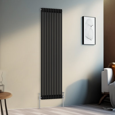 Right Radiators 1800x560 mm Vertical Traditional 2 Column Cast Iron Style Radiator Black