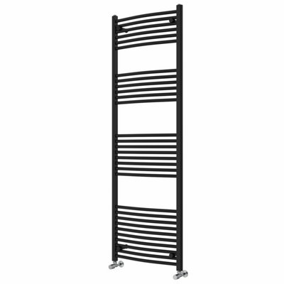 Right Radiators 1800x600 mm Curved Heated Towel Rail Radiator Bathroom Ladder Warmer Black