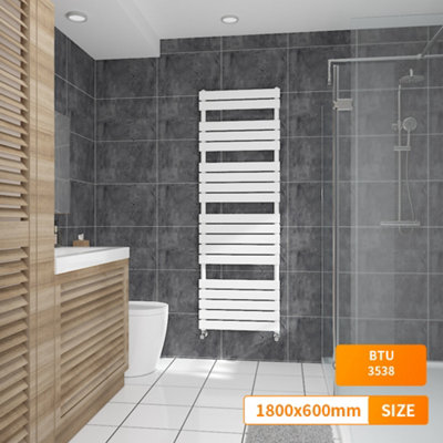 Right Radiators 1800x600 mm Flat Panel Heated Towel Rail Radiator Bathroom Ladder Warmer White