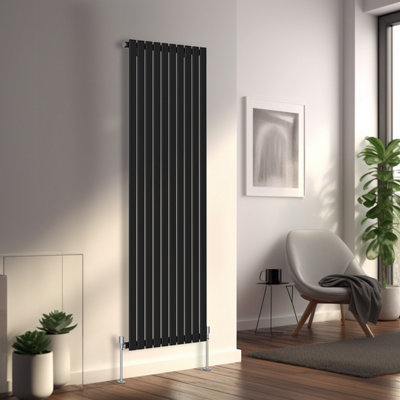 Right Radiators 1800x680 mm Vertical Single Flat Panel Designer Radiator Black