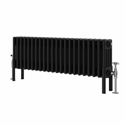 Right Radiators 300x1010 mm Horizontal Traditional 4 Column Cast Iron Style Radiator Black