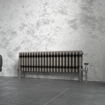 Right Radiators 300x1010 mm Horizontal Traditional 4 Column Cast Iron Style Radiator Raw Metal