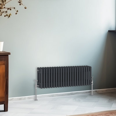 Right Radiators 300x1012 mm Horizontal Traditional 3 Column Cast Iron Style Radiator Anthracite