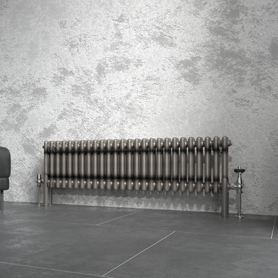 Right Radiators 300x1190 mm Horizontal Traditional 2 Column Cast Iron Style Radiator Raw Metal