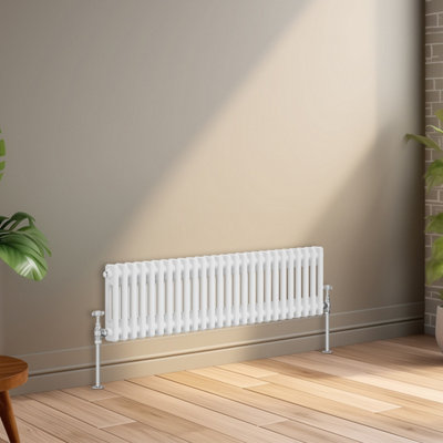 Right Radiators 300x1190 mm Horizontal Traditional 2 Column Cast Iron Style Radiator White