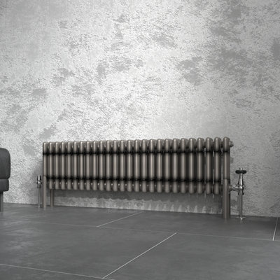 Right Radiators 300x1192 mm Horizontal Traditional 3 Column Cast Iron Style Radiator Raw Metal