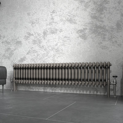 Right Radiators 300x1460 mm Horizontal Traditional 2 Column Cast Iron Style Radiator Raw Metal