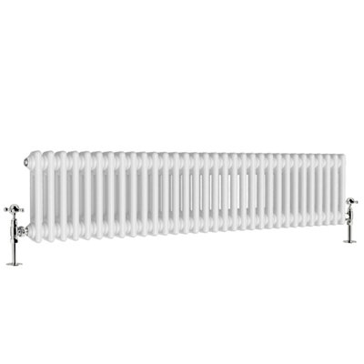Right Radiators 300x1460 mm Horizontal Traditional 2 Column Cast Iron Style Radiator White