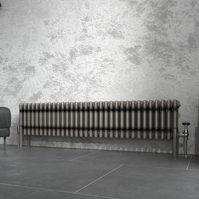 Right Radiators 300x1460 mm Horizontal Traditional 4 Column Cast Iron Style Radiator Raw Metal