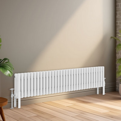 Right Radiators 300x1460 mm Horizontal Traditional 4 Column Cast Iron Style Radiator White