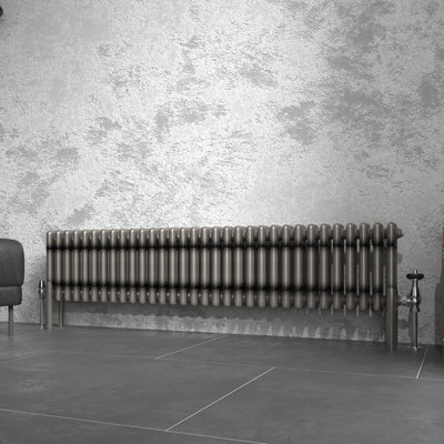 Right Radiators 300x1462 mm Horizontal Traditional 3 Column Cast Iron Style Radiator Raw Metal