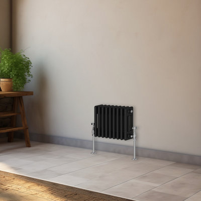 Right Radiators 300x427 mm Horizontal Traditional 3 Column Cast Iron Style Radiator Black