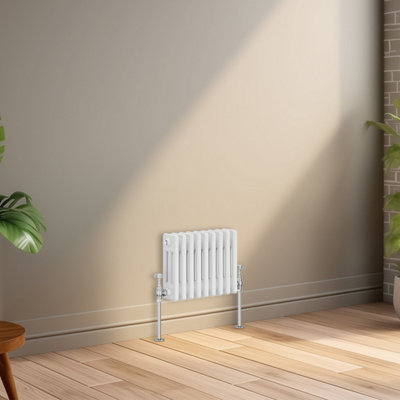 Right Radiators 300x427 mm Horizontal Traditional 3 Column Cast Iron Style Radiator White