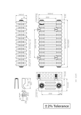 Right Radiators 300x605 mm Horizontal Traditional 4 Column Cast Iron Style Radiator Black
