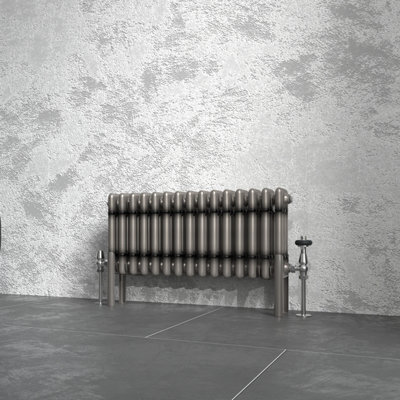 Right Radiators 300x697 mm Horizontal Traditional 3 Column Cast Iron Style Radiator Raw Metal