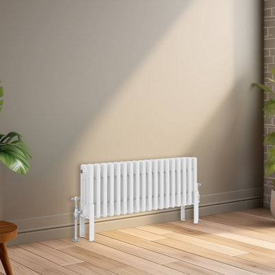 Right Radiators 300x830 mm Horizontal Traditional 4 Column Cast Iron Style Radiator White