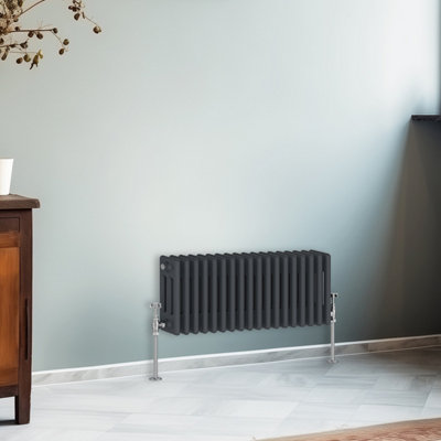 Right Radiators 300x832 mm Horizontal Traditional 3 Column Cast Iron Style Radiator Anthracite