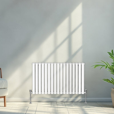 Right Radiators 600x1003mm Horizontal Double Oval Column Designer Radiator White