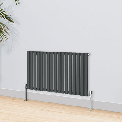 Right Radiators 600x1003mm Horizontal Single Oval Column Designer Radiator Anthracite